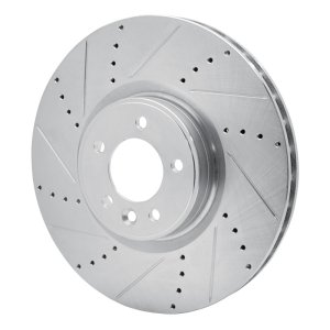Land Rover Range Rover Brake Rotor (1) - Front Left - R1 Concepts - Drilled & Slotted - Silver - `10-`17